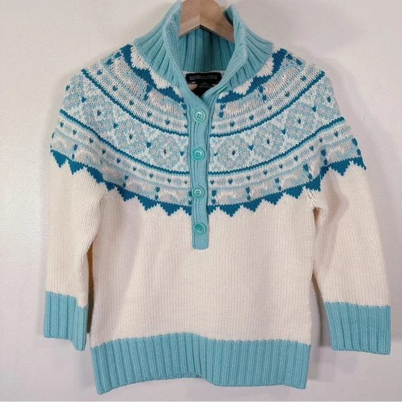 Banana Republic Fair Isle Merino Wool Button Neck Soft Sweater Fits Like Size S - Picture 5 of 16